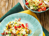 Salade de pâtes vegan au légumes du soleil & tofu aux herbes