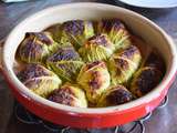 Feuilles de chou farcies au confit de canard et champignons (ig bas)