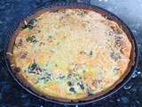 Quiche aux fanes de radis, poireaux, lardons, fromage ail et fines herbes (ig bas)