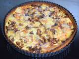 Tarte oignons, champignons, lardons au fromage (ig bas)