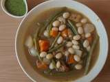 Bouillon de veau et de légumes aux cocos de Paimpol, « pistou » léger