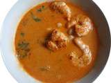 Soupe de gambas aux tomates, cocos et coco