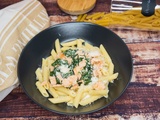 Penne aux épinards et au saumon fumé