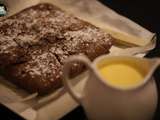 Brownie aux noix et à la crème anglaise