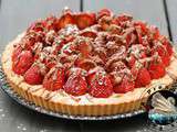 Tarte aux biscuits roses de Reims, fraises chocolat