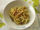 Tagliatelles aux queues d'écrevisse, champignons et pesto