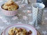 Cookies au sirop d’érable, cramberries, noix de pécan et chocolat blanc