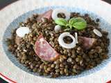 Salade de lentilles et saucisson fumé