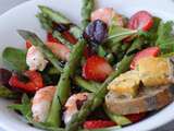 Salade fraîcheur d'asperges,fraises et crevettes