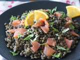 Salade tiède de lentille et truite fumée à l'orange