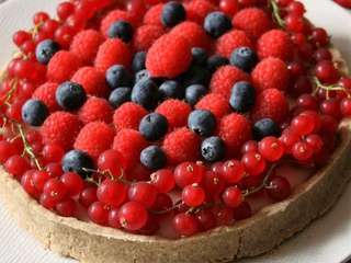 Tarte à la crème de verveine - rhubarbe aux fruits rouges { sans gluten, sans lait, sans œufs}