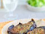 Aubergines farcies aux champignons & courgette