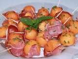 Brochettes melon et jambon