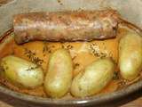 Andouillette et pommes de terre de primeur de l'île de Ré au four