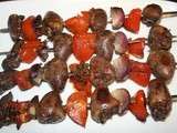 Brochettes de coeurs de canard gras