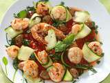 Chaud-froid de gambas et lasagnes de courgettes