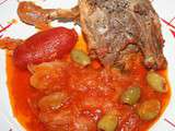 Cuisse de canard confite aux tomate et olives