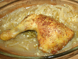 Cuisse de poulet au four sur lit d'ognon