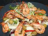 Gambas marinées réglisse-anis sur salade composée