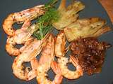 Gambas ou grosses crevettes au fenouil