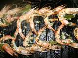 Gambas ou grosses crevettes aux herbes au four