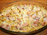 Gratin de macaroni aux jambon et 2 fromages sauce fond de veau