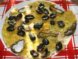 Omelette aux olives noires et poivron vert