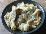 Penne aux artichauts, crème de soja et parmesan