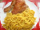 Poulet fumé maison et spaghetti au curry