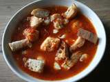 Soupe de tomates au loup de mer