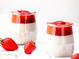 Panna cotta vegan fraise géranium