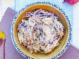 Salade coleslaw aux deux choux et baies roses