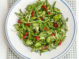 Salade de pissenlits aux fèves et tomates séchées