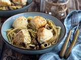 Boulettes de poulet et pâtes aux champignons au Cookeo