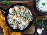 Boulettes de poulet, sauce crémeuse aux champignons