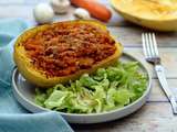 Courge spaghetti farcie à la bolognaise de lentilles (végétarien)