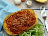 Courge spaghetti farcie à la bolognaise de lentilles (végétarien)