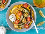 Couscous perlé au curcuma, courgette et tomates cerises