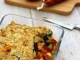 Crumble salé au courgette, tomate et chorizo