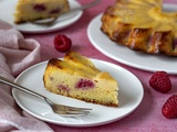 Gâteau de semoule au fromage blanc et framboises