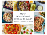 Menu de la semaine - Du 01 au 07 juillet