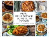 Menu de la semaine - Du 03 au 09 février