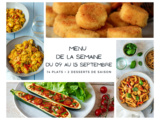 Menu de la semaine - Du 09 au 15 septembre