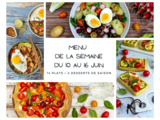 Menu de la semaine - Du 10 au 16 juin