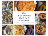 Menu de la semaine - Du 13 au 19 novembre