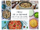 Menu de la semaine - Du 17 au 23 avril