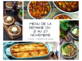 Menu de la semaine - Du 21 au 27 novembre