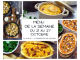 Menu de la semaine - Du 21 au 27 octobre