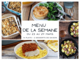 Menu de la semaine - Du 23 au 29 mars