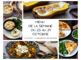 Menu de la semaine - Du 23 au 29 octobre